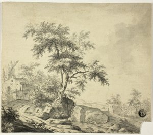 Binalara Giden Yolda Ağaçlı Manzara by Jacob van Ruisdael