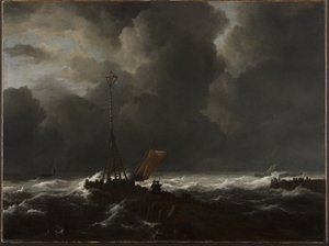 Bir İskelede Kaba Deniz by Jacob van Ruisdael