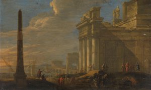 İtalyan liman manzarası by Jacob van der Ulft (signed by artist)