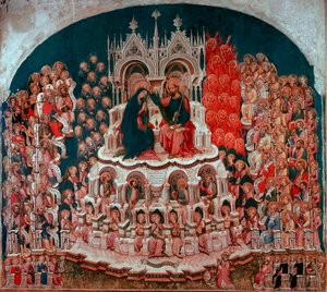 Jacobello del Fiore (1370-1439) tarafından ahşap üzerine Cennette Bakire'nin taç giyme töreni. 15. yüzyıl Venedik Accademia Galerisi