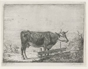 Bir çitin yanında duran inek by Jacobus Cornelis Gaal