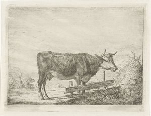 Bir çitin yanında duran inek by Jacobus Cornelis Gaal
