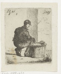 Hasır sepetli kararlı çocuk by Jacobus Cornelis Gaal