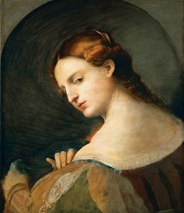 Profildeki genç bir kadının portresi - Profildeki genç bir kadının portresi, Palma il Vecchio, Jacopo, the Elder (1480-1528). Ahşap üzerine yağlı boya, c. 1520. Boyutlar: 49x42.4 cm. Sanat Tarihi Müzesi, Viyana
