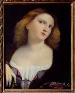 Tuval üzerine transpoze edilmiş Kadın Portresi Resim Jacopo Palma il Vecchio (1480-1528) 1513 Dim. 0,48 x 0,38 m Lyon, Musee des Beaux Arts