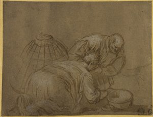 Köylü Çift Sepete Bakıyor by Jacopo Bassano