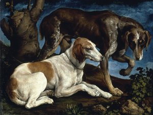 İki av köpeği, 1548-1549.