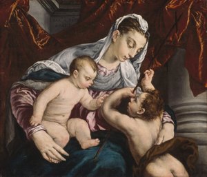Vaftizci Yahya ile Bakire ve Çocuk, 156065. by Jacopo Bassano il vecchio