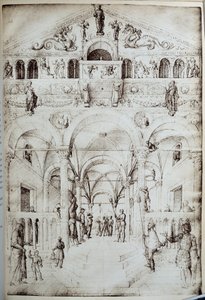 La flagellation du Christ Jacopo Bellini (1400-1470) tarafından kalem ve mürekkeple çizim 15. yüzyıl Güneşi. 0,42x0,28 m Paris, Louvre Müzesi
