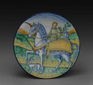 Plaka: Tek Boynuzlu At Binen Adam, c. 1510. by Jacopo Caffagiolo