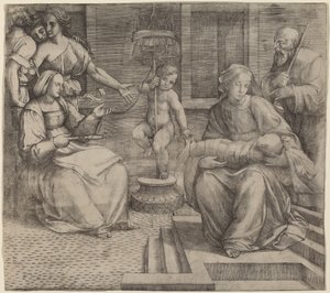 Aziz Elizabeth ve Bebek Aziz Vaftizci Yahya ile Kutsal Aile by Jacopo Francia