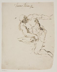 Diz çökmüş St Jerome okuması by Jacopo Palma