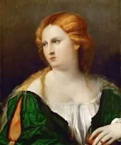 Yeşil elbiseli genç bir kadın, elinde bir kutu, yaklaşık 1514