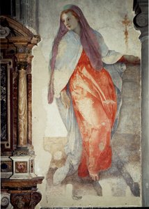 Duyuru. Bakire Detayı - Fresk by Jacopo Pontormo