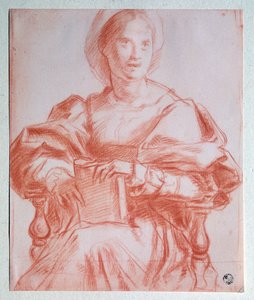 Oturan Bayan - Çizim by Jacopo Pontormo