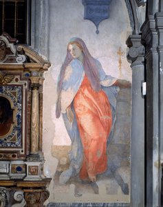 Müjde, Meryem'in detayı, c.1527 (fresk) by Jacopo Pontormo