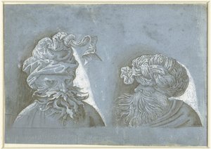 Başlıklı iki erkek kafaları Yabancı başlıklı erkeklerin kafaları (seri başlığı) by Jacopo Ripanda (attributed to)