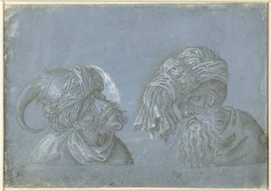 Başlıklı iki erkek kafaları Yabancı başlıklı erkeklerin kafaları (seri başlığı) by Jacopo Ripanda (attributed to)