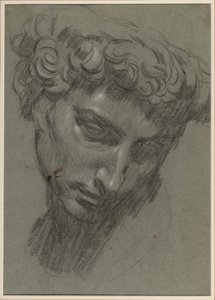 Michelangelo'dan sonra Giuliano de' Medici'nin portresi (rekto) (mavi kağıt üzerine siyah beyaz tebeşir) by Jacopo Robusti (workshop of) Tintoretto