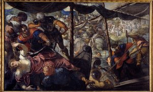 Türkler ve Hıristiyanlar arasındaki savaş. Jacopo Robusti Tintoretto dit Let tintoret (1518-1594) by Jacopo Robusti Tintoretto