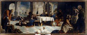 İsa Mesih öğrencilerinin ayaklarını yıkıyor. Resim Jacopo Robusti detto Il Tintoretto (Tintoret) by Jacopo Robusti Tintoretto