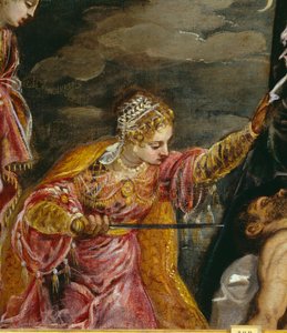 Judith ve Holofernes (tuval üzerine yağlıboya), Tintoretto, Jacopo Robusti (1518-94)/Prado, Madrid, İspanya - Jacopo Robusti