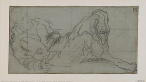 Yatan Erkek Figürü, 1560-9 (kağıt üzerine tebeşir) by Jacopo Robusti Tintoretto