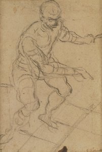 Oturan Adam Yukarıdan Görünüş (kağıt üzerine siyah tebeşir) (rekto) (versi için 160813