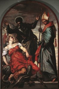 Aziz George, prenses ve Aziz Louis - tuval üzerine yağlı boya by Jacopo Robusti Tintoretto