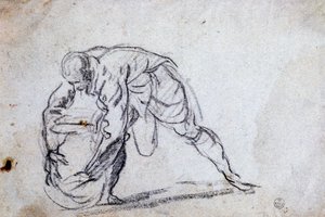 Bükülmüş erkek figürü için çalışma by Jacopo Robusti Tintoretto