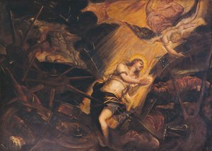 Aziz Catherine Şehitliği, Tintoretto (1518-1594) olarak bilinen Jacopo Robusti tarafından, Patriklik Sarayı, Venedik, İtalya by Jacopo Robusti Tintoretto