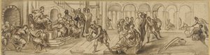 Süleyman ve Saba Kraliçesi, c.1600 (kağıt üzerine kalem) by Jacopo Robusti after Tintoretto