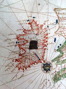 İrlanda, bir Rönesans Avrupa haritasından detay, Jacopo Russo (sonra), 1528