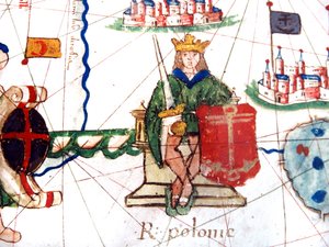 Avrupa'nın bir Rönesans haritasından Polonya Kralı'nın detayı, Jacopo Russo (sonra), 1528 by Jacopo Russo
