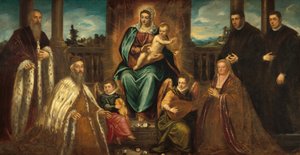 Doge Alvise Mocenigo ve Madonna ve Çocuktan Önce Ailesi by Jacopo Tintoretto