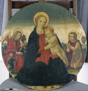 Başmelek Raphael ve St. John ile Madonna ve Çocuk, c.1490 (kavak ağacı üzerinde tempera)
