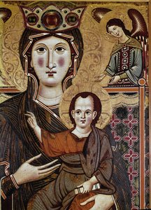 Bakire ve melekli çocuk - Meliore di Jacopo tarafından ahşap üzerine Tempera