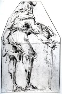 Şapkalı ve Sopalı Dilenci (kağıt üzerine kalem ve mürekkep) by Jacques Bellange