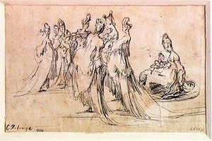 Kadın Grubu (kağıt üzerine kalem ve mürekkep) by Jacques Bellange