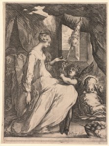 Distaff ve Angel ile Bakire ve Çocuk, c. 1611-1613.