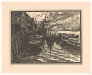 Londra'da Thames üzerinde Sloops by Jacques Beltrand (signed by artist)