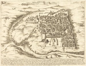 Kudüs şehrinin havadan görünümü by Jacques Callot