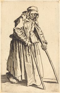 Koltuk değneği ile dilenci kadın by Jacques Callot