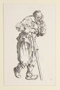 Dilenci, Dilenciler'den bir çubuğa yaslanmış by Jacques Callot