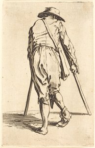 Koltuk değneği ve şapkalı dilenci, arkadan görünüm by Jacques Callot