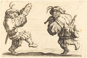 Flüt ve Tef ile Dansçılar by Jacques Callot