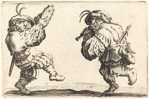 Flüt ve Tef ile Dansçılar, c. 1622. by Jacques Callot
