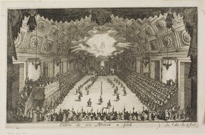 Majestelerinin Bariyerdeki Savaştan Yaya Girişi by Jacques Callot