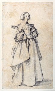 Kadın Figürü (kağıt üzerine siyah tebeşir) by Jacques Callot