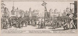 The Large Miseries of War'dan bir örnek olan Strapado by Jacques Callot